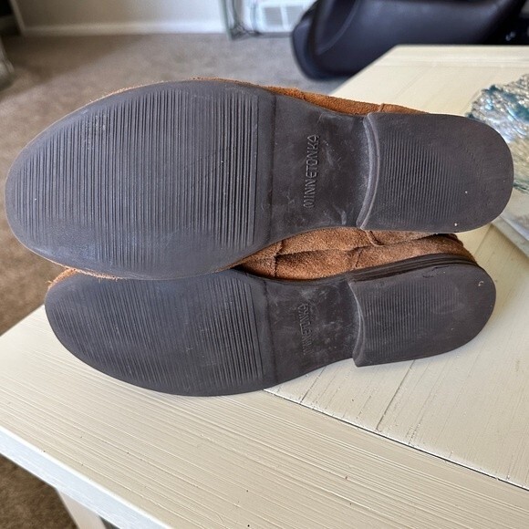 Minnetonka Women's Dixon Brown Suede Leather Boot Zip Ankle Bootie Boho Tan  10 - Picture 9 of 13